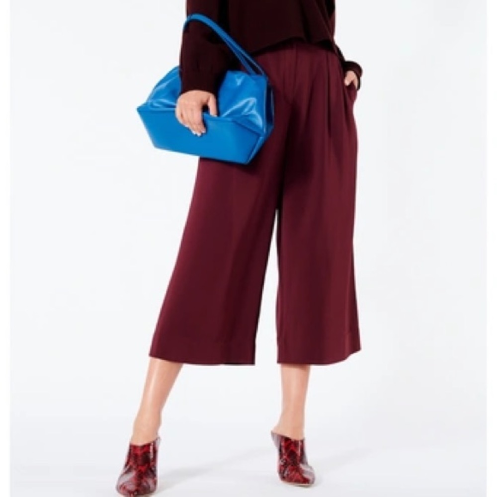TIBI Stella Wide Leg Stretch Suiting Crop Pants
